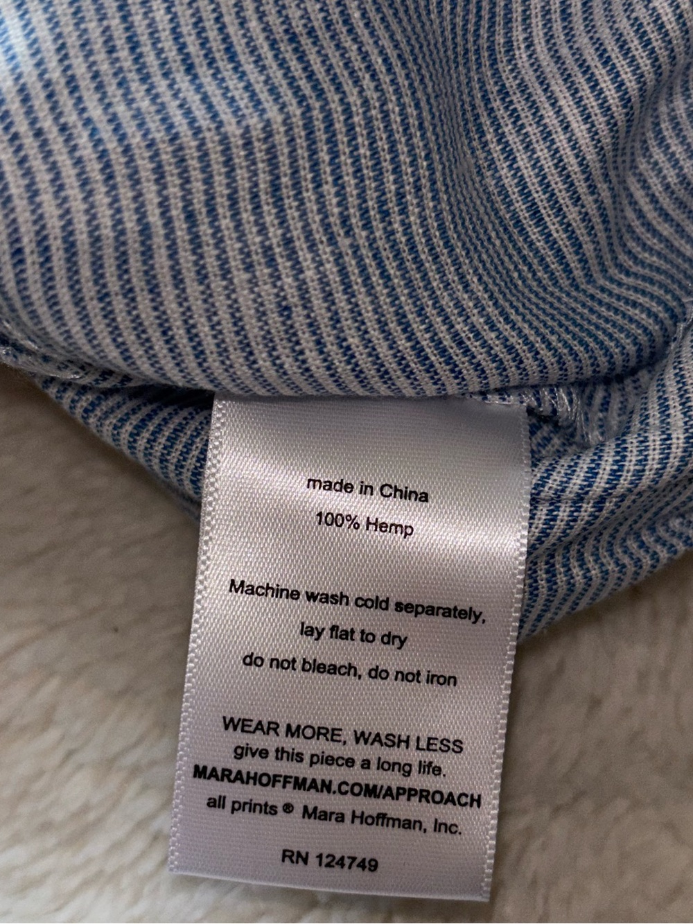 Mara Hoffman Swim Blue Striped Hemp Off-shoulder Puff Sleeve Bandeau Top - Picture 5 of 7
